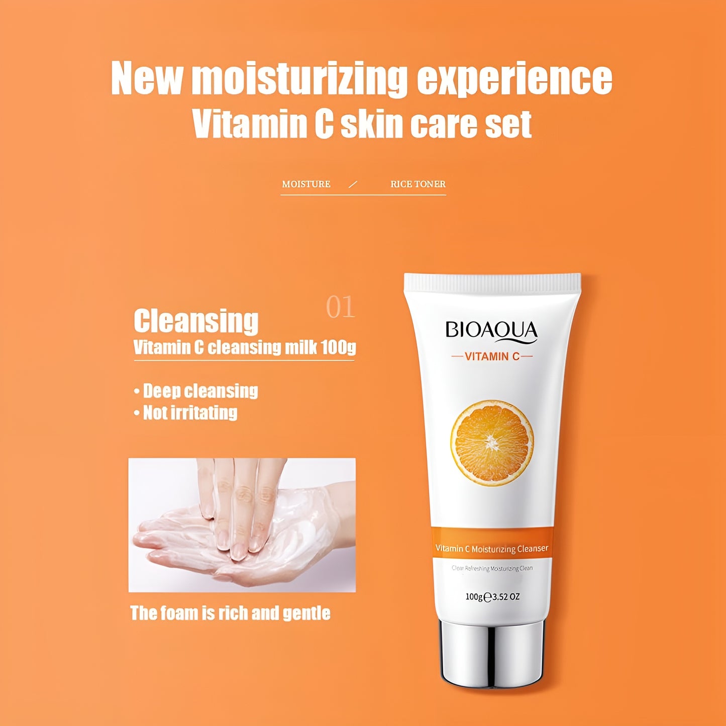 BIOAQUA Vitamin C Moisturizing Skincare Six-Piece Set – Hydrating & Nourishing Facial Care Deep Hydration | Skin Nourishment (Original)
