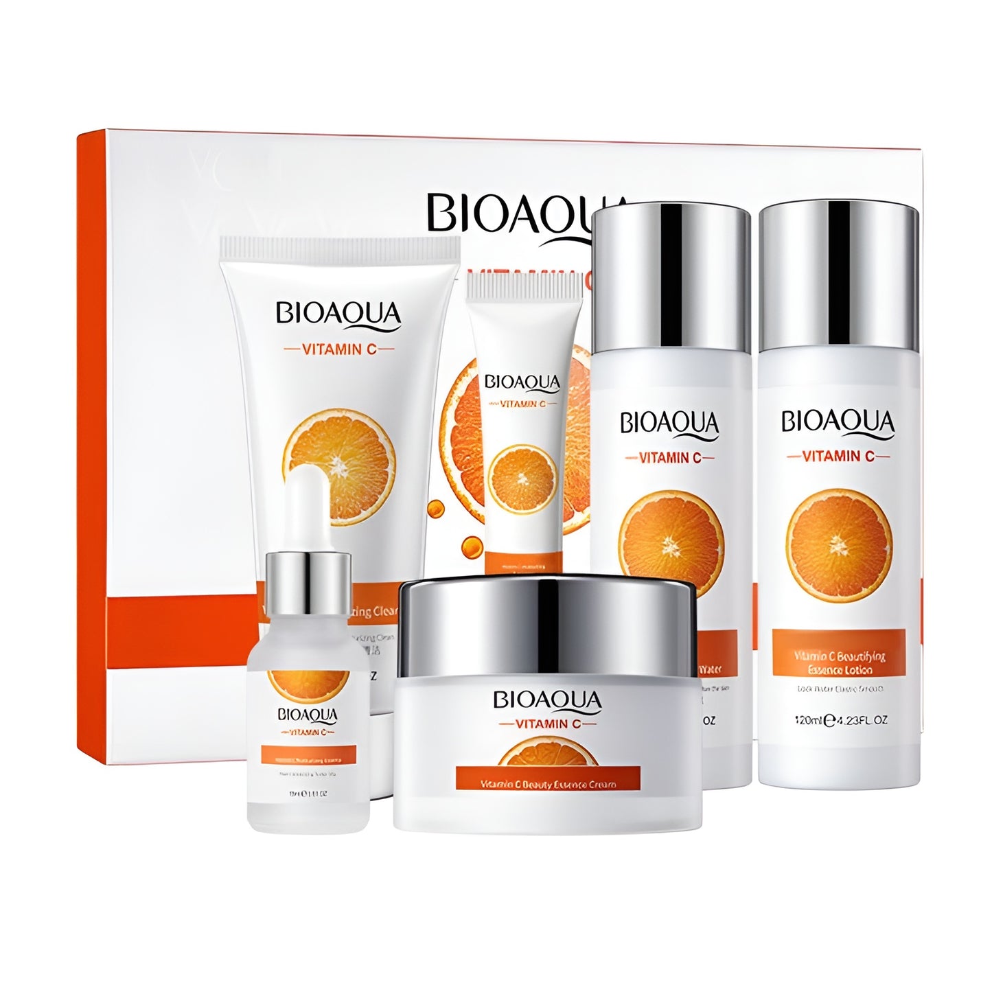 BIOAQUA Vitamin C Moisturizing Skincare Six-Piece Set – Hydrating & Nourishing Facial Care Deep Hydration | Skin Nourishment (Original)