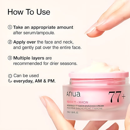 Anua - Moisturizer Cream (Original)| 77% Peach Extract & Niacinamide Cream| Moisturizing Cream