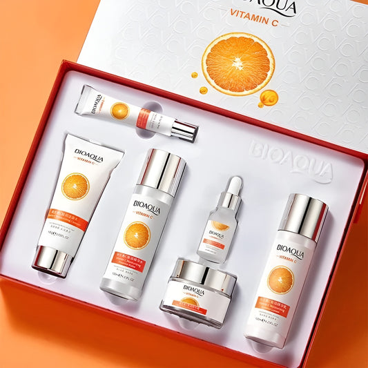 BIOAQUA Vitamin C Moisturizing Skincare Six-Piece Set – Hydrating & Nourishing Facial Care Deep Hydration | Skin Nourishment (Original)